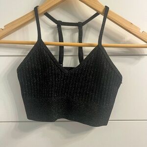 By Anthropologie Glitter Black Bralette Adjustable Strap Bra Size: XS-Small XS/S